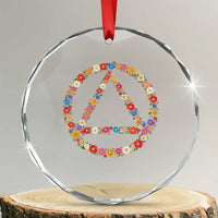 AA Sober Retro Flower Symbol Serenity Recovery Crystal Glass Ornament