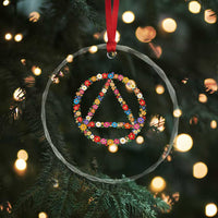 AA Sober Retro Flower Symbol Serenity Recovery Crystal Glass Ornament
