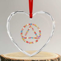AA Sober Retro Flower Symbol Serenity Recovery Heart Crystal Glass Ornament