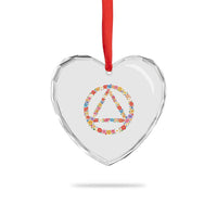 AA Sober Retro Flower Symbol Serenity Recovery Heart Crystal Glass Ornament