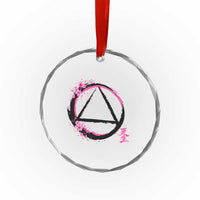 AA Sober Symbol Serenity Recovery Crystal Glass Ornament Japanese Cherry Blossom Brushstroke Circle