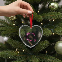 AA Sober Symbol Serenity Recovery Heart Crystal Glass Ornament Japanese Cherry Blossom Brushstroke Circle