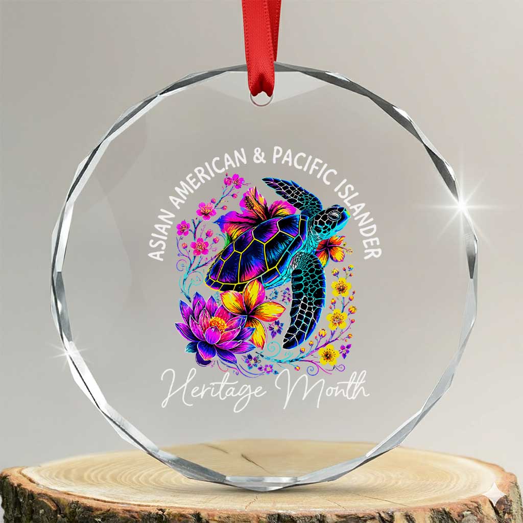 AAPI Asian American and Pacific Islander Heritage Month Crystal Glass Ornament Floral Sea Turtle