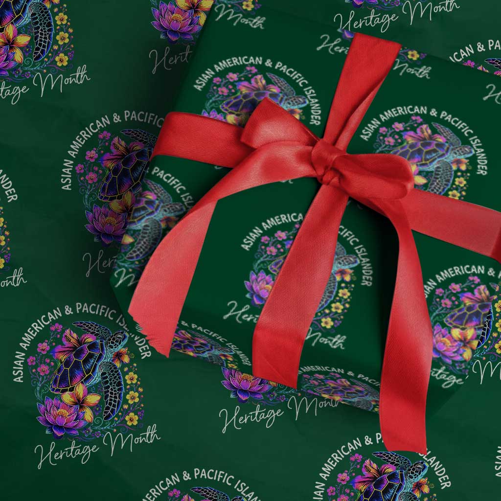 AAPI Asian American and Pacific Islander Heritage Month Wrapping Paper Roll Floral Sea Turtle