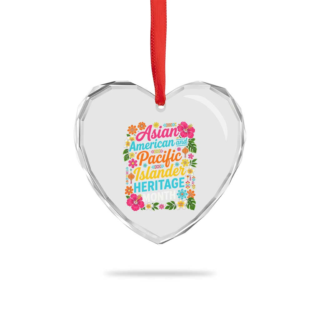 AAPI Asian American and Pacific Islander Heritage Month Heart Crystal Glass Ornament