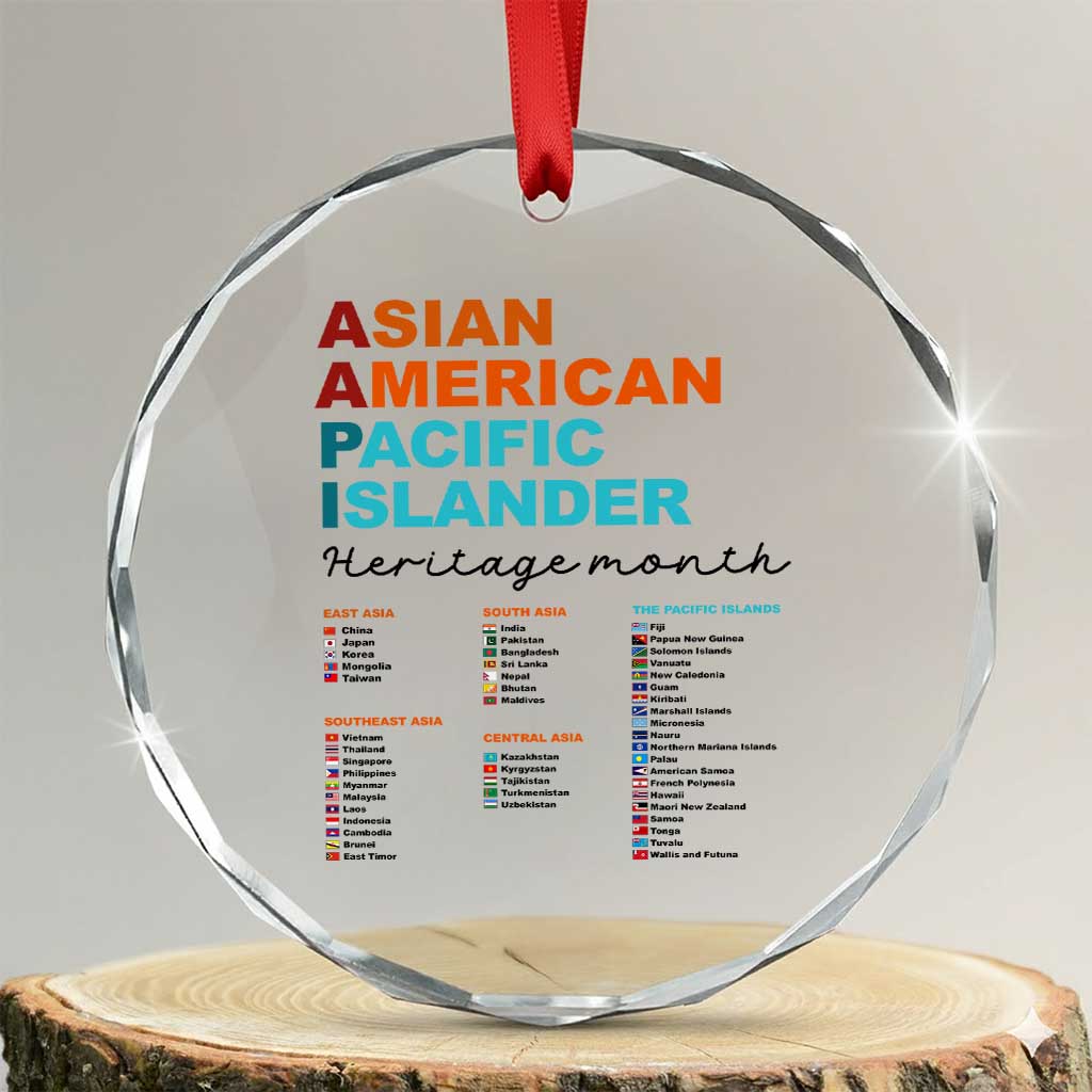 AAPI Heritage Month Crystal Glass Ornament Asian American and Pacific Islander Countries Pride TS02