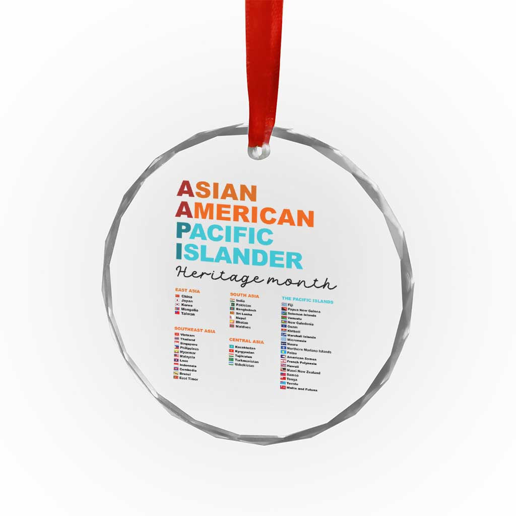 AAPI Heritage Month Crystal Glass Ornament Asian American and Pacific Islander Countries Pride TS02