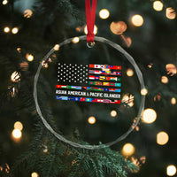 AAPI Heritage Month Crystal Glass Ornament Asian American and Pacific Islander USA Flag - Wonder Print Shop