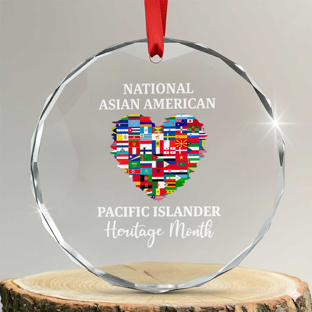 AAPI Heritage Month Crystal Glass Ornament National Asian American and Pacific Islander Countries Flag Heart TS02