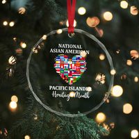 AAPI Heritage Month Crystal Glass Ornament National Asian American and Pacific Islander Countries Flag Heart TS02