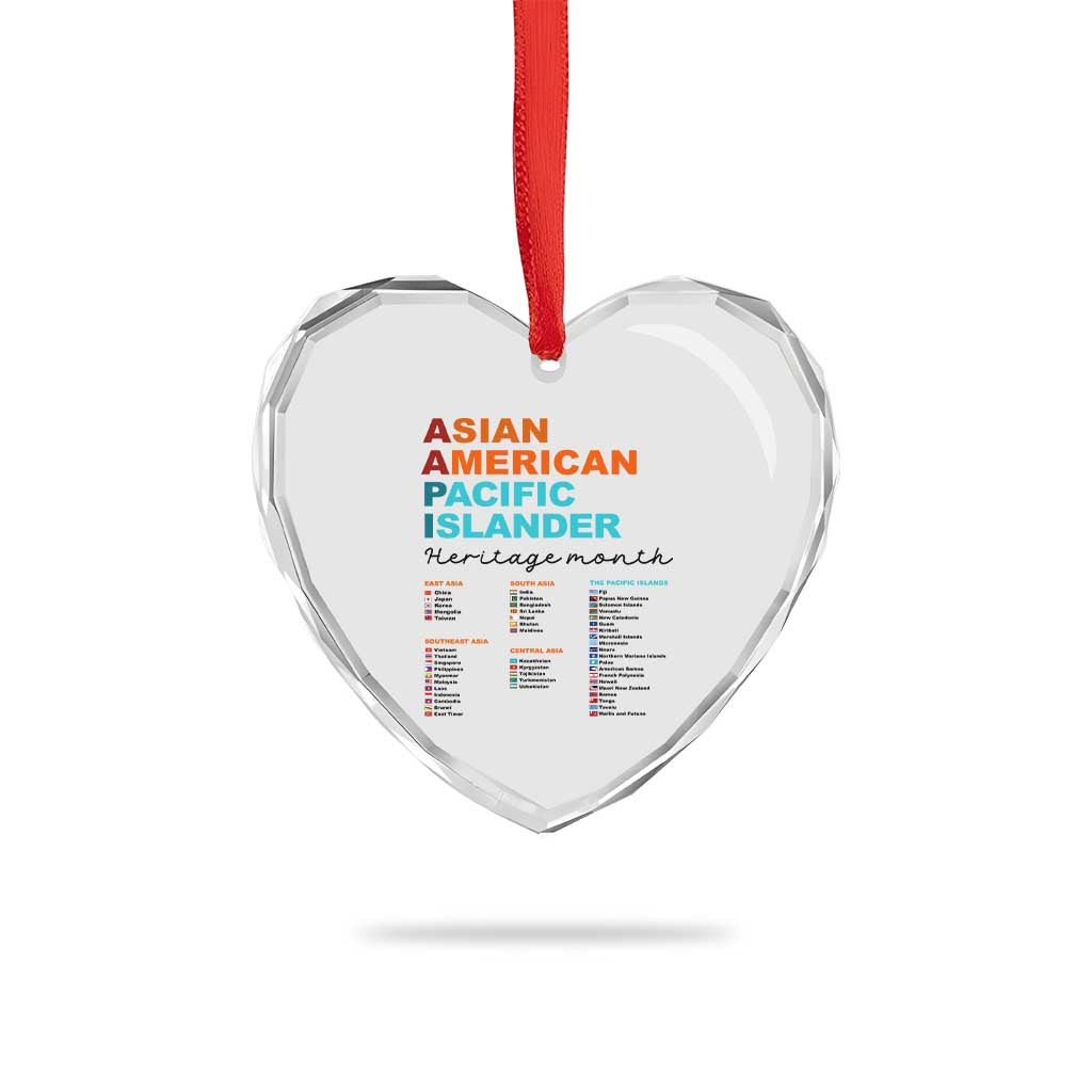 AAPI Heritage Month Heart Crystal Glass Ornament Asian American and Pacific Islander Countries Pride - Wonder Print Shop