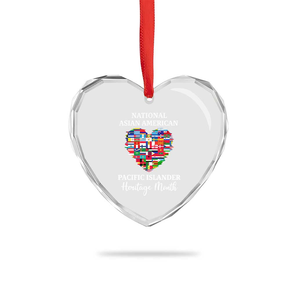 AAPI Heritage Month Heart Crystal Glass Ornament National Asian American and Pacific Islander Countries Flag Heart - Wonder Print Shop