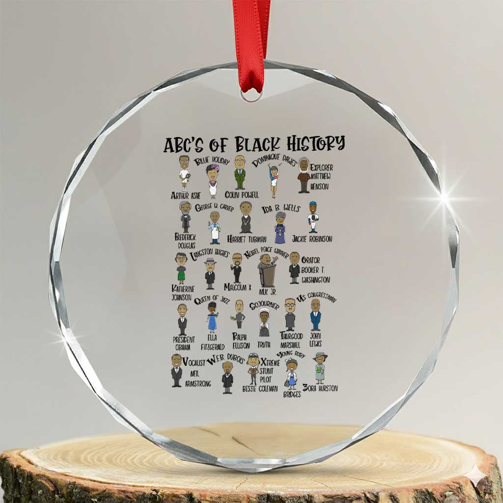 ABCs of Black History Month Crystal Glass Ornament Black Excellence Pride TS02