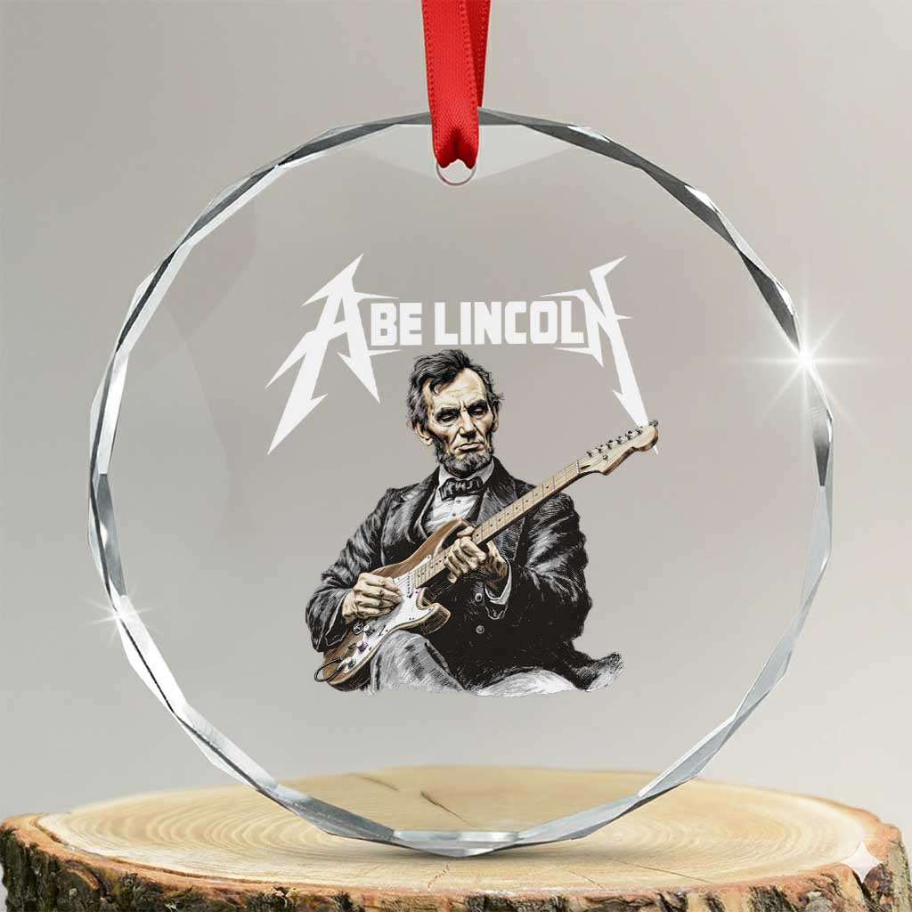 Abe Lincoln Playing Electric Guitar Rocker Crystal Glass Ornament