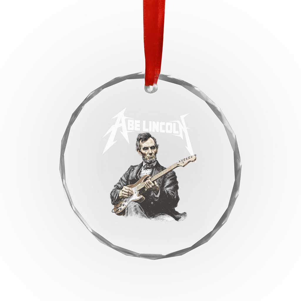 Abe Lincoln Playing Electric Guitar Rocker Crystal Glass Ornament