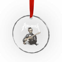 Abe Lincoln Playing Electric Guitar Rocker Crystal Glass Ornament