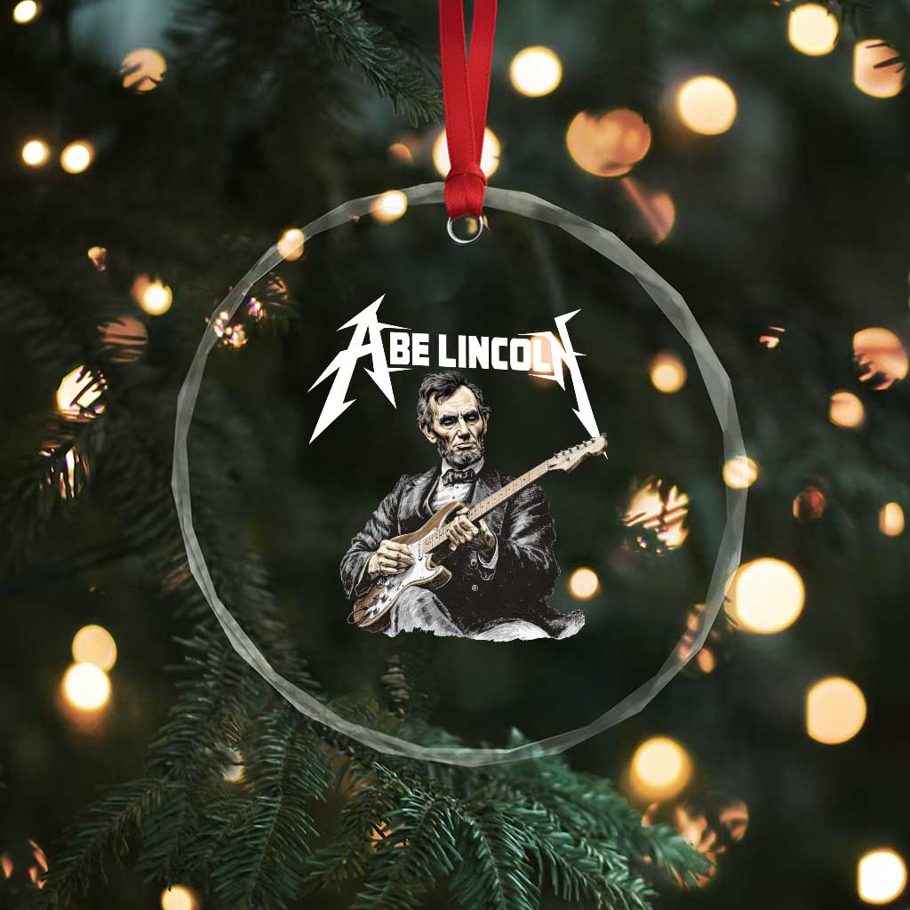 Abe Lincoln Playing Electric Guitar Rocker Crystal Glass Ornament