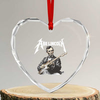 Abe Lincoln Playing Electric Guitar Rocker Heart Crystal Glass Ornament