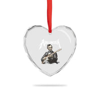 Abe Lincoln Playing Electric Guitar Rocker Heart Crystal Glass Ornament