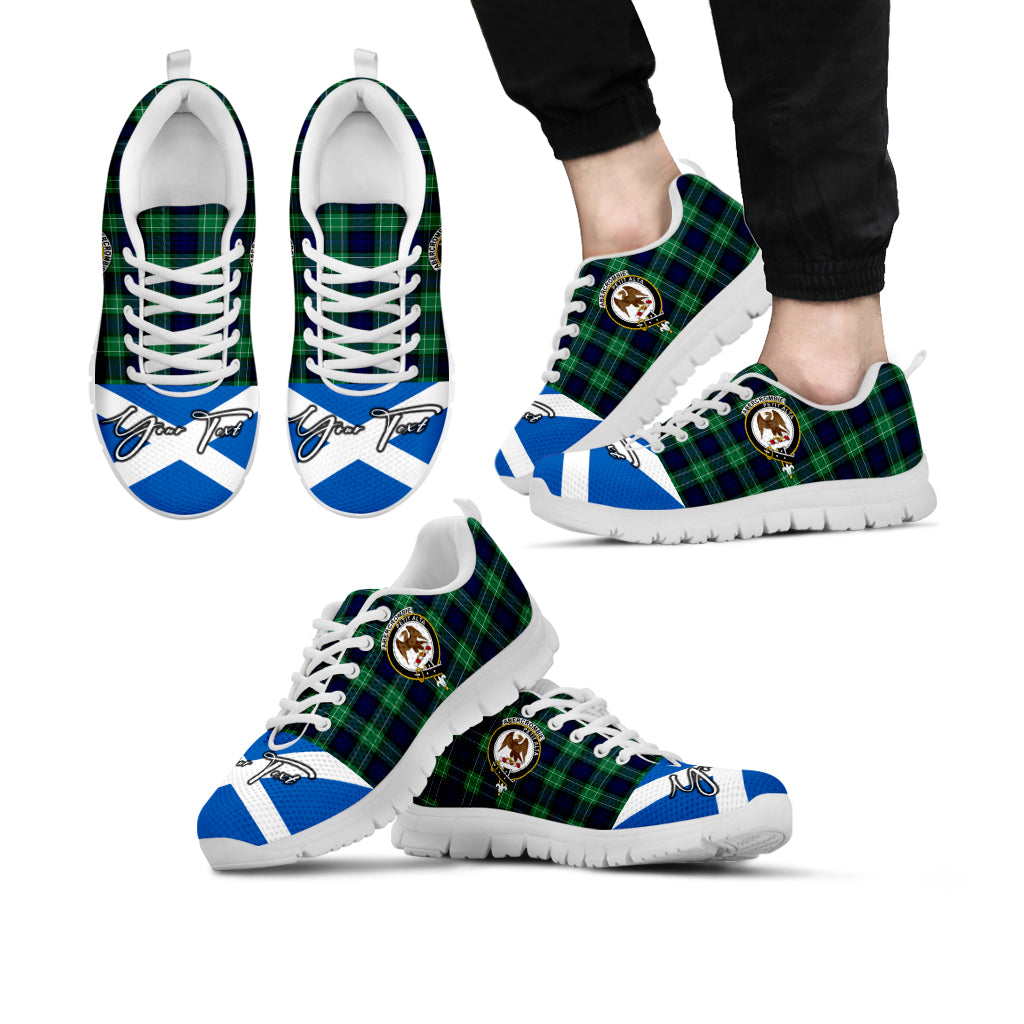 abercrombie-family-crest-tartan-sneaker-tartan-plaid-with-scotland-flag-shoes-personalized-your-signature