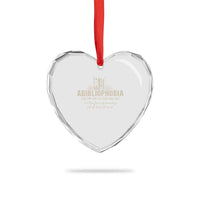Abibliophobia Heart Crystal Glass Ornament Funny Reading Bookworm Book Lover Reader Gift - Wonder Print Shop