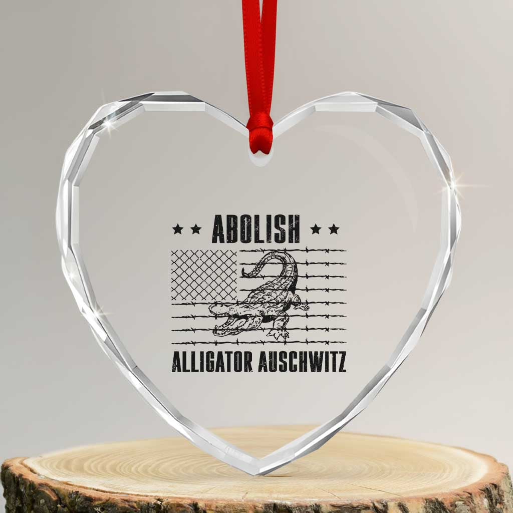 Abolish Alligator Prison Heart Crystal Glass Ornament Stop Alcatraz Sace Everglades - Wonder Print Shop