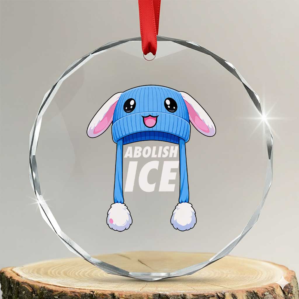 Abolish Ice Crystal Glass Ornament Blue Bunny Hat Pro Immigrant Resist Minnesota