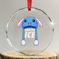 Abolish Ice Crystal Glass Ornament Blue Bunny Hat Pro Immigrant Resist Minnesota