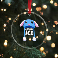 Abolish Ice Crystal Glass Ornament Blue Bunny Hat Pro Immigrant Resist Minnesota