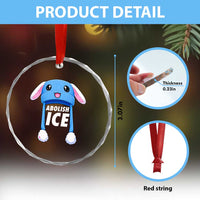 Abolish Ice Crystal Glass Ornament Blue Bunny Hat Pro Immigrant Resist Minnesota