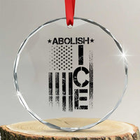 Abolish ICE Crystal Glass Ornament Vintage American Flag