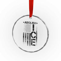 Abolish ICE Crystal Glass Ornament Vintage American Flag