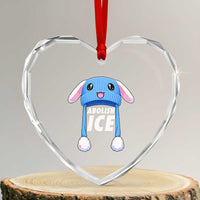 Abolish Ice Heart Crystal Glass Ornament Blue Bunny Hat Pro Immigrant Resist Minnesota