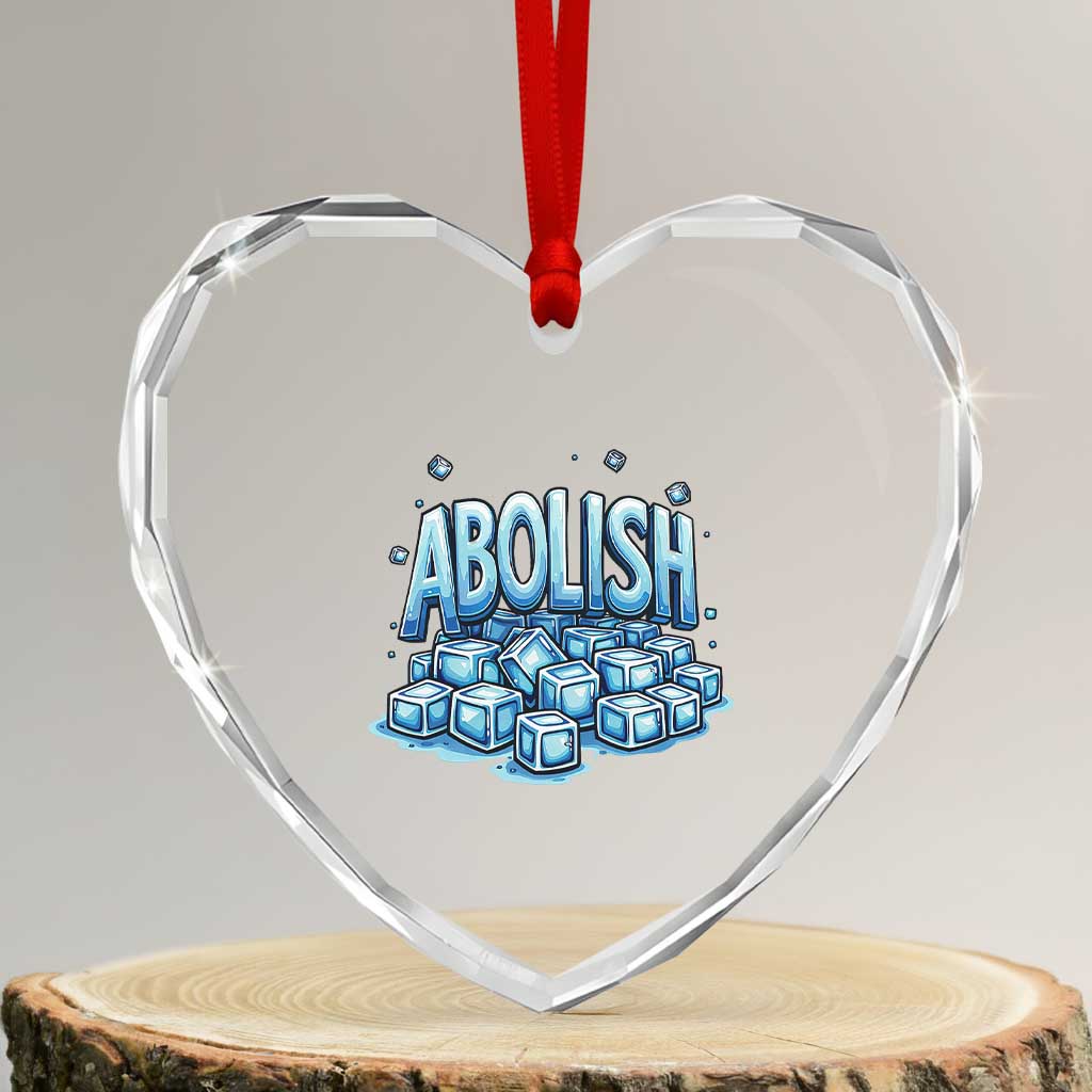 Abolish Ice Heart Crystal Glass Ornament Minnesota Resistance Protest