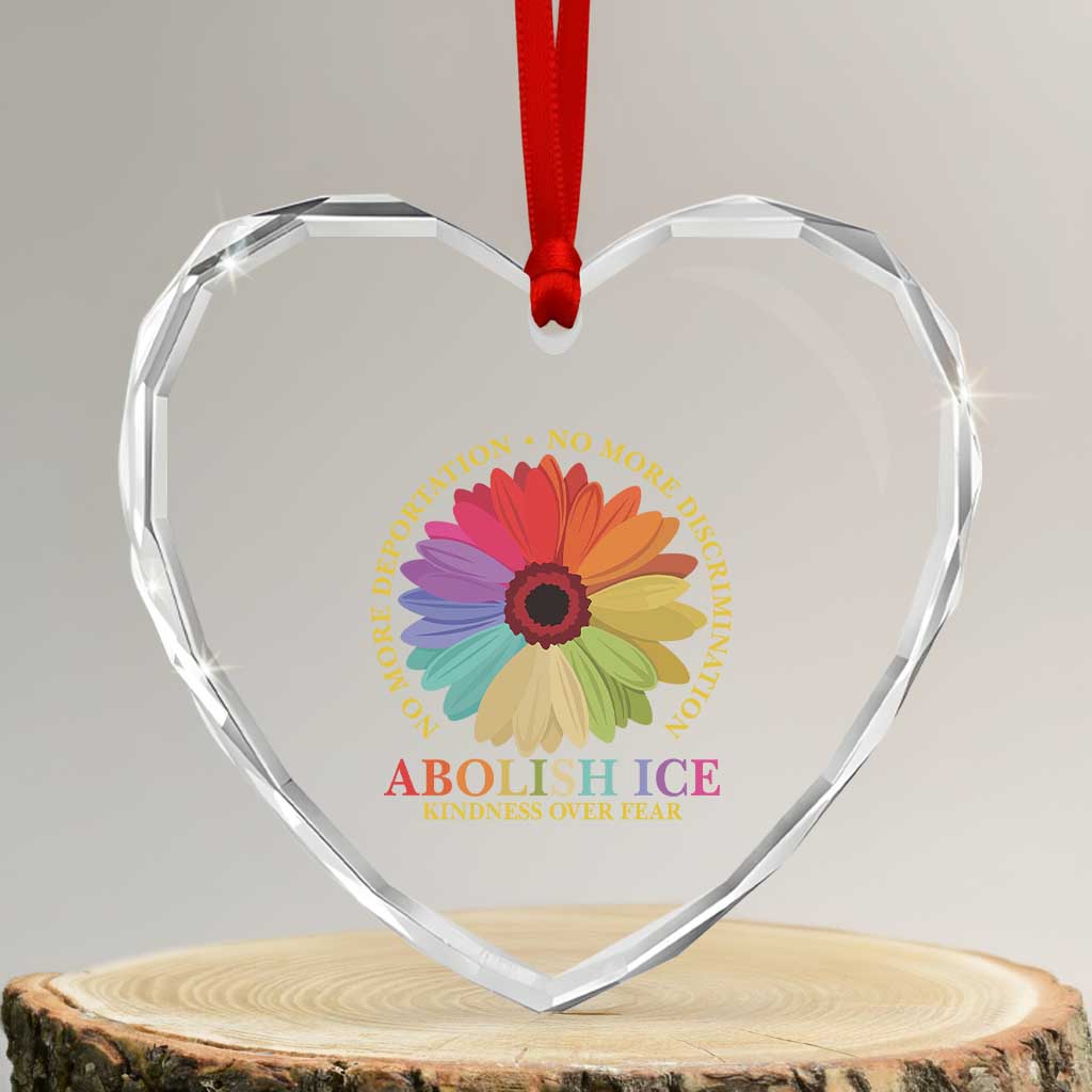 Abolish Ice Heart Crystal Glass Ornament No More Deportation No More Discrimmination Kindness Over Fear