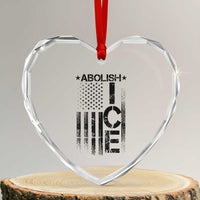 Abolish ICE Heart Crystal Glass Ornament Vintage American Flag