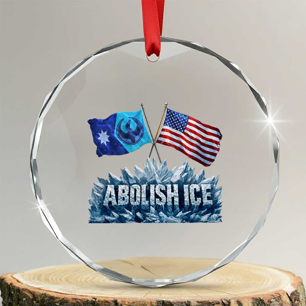 Abolish Ice Minnesota American Flag Crystal Glass Ornament MN Rebel Loon Resistance Protest