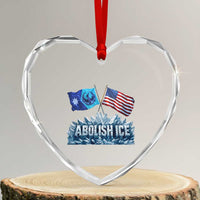 Abolish Ice Minnesota American Flag Heart Crystal Glass Ornament MN Rebel Loon Resistance Protest