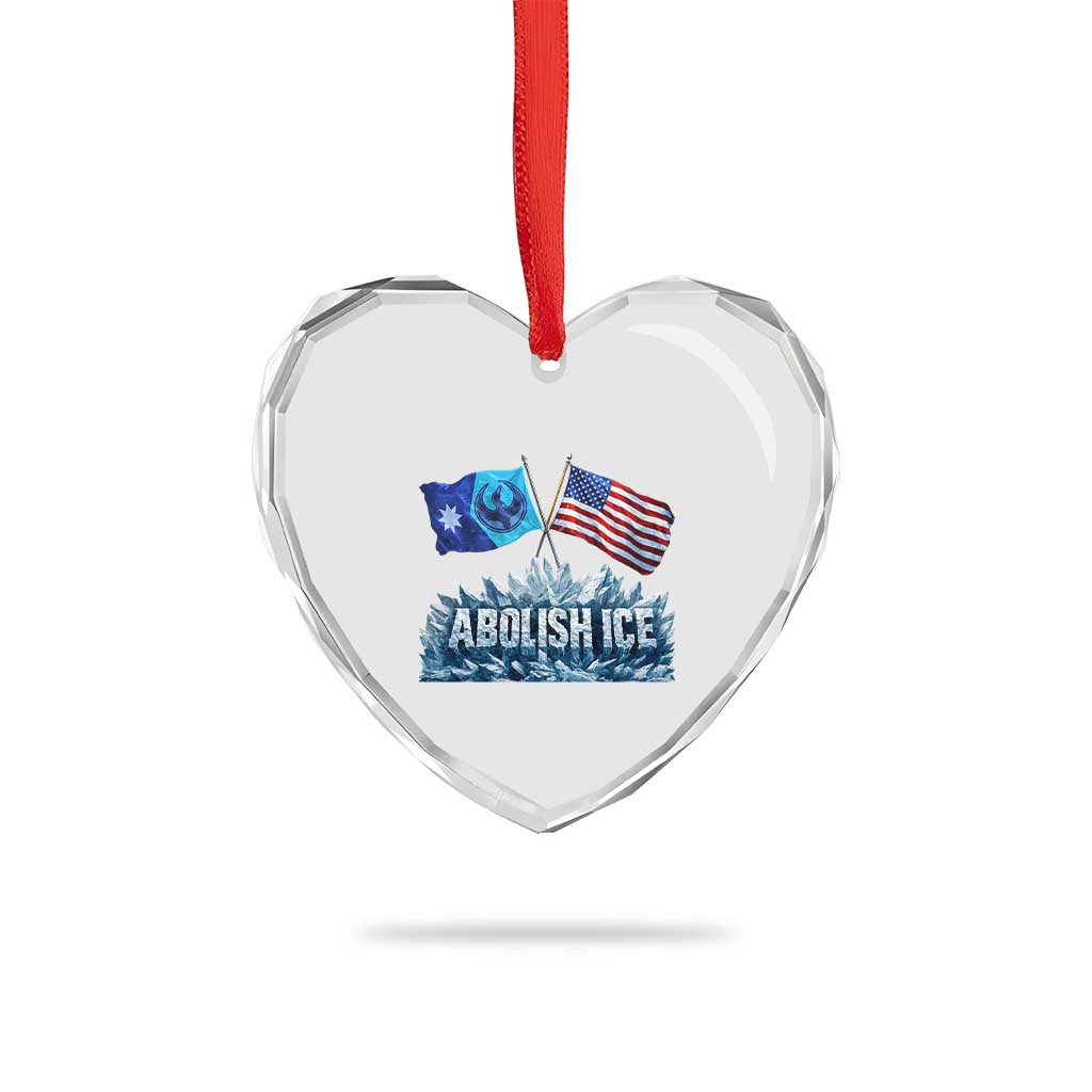 Abolish Ice Minnesota American Flag Heart Crystal Glass Ornament MN Rebel Loon Resistance Protest