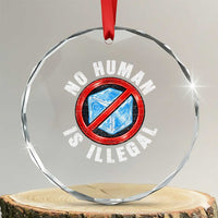 Abolish Ice No Human is Illegal Crystal Glass Ornament Retro Protest Subtle FDT
