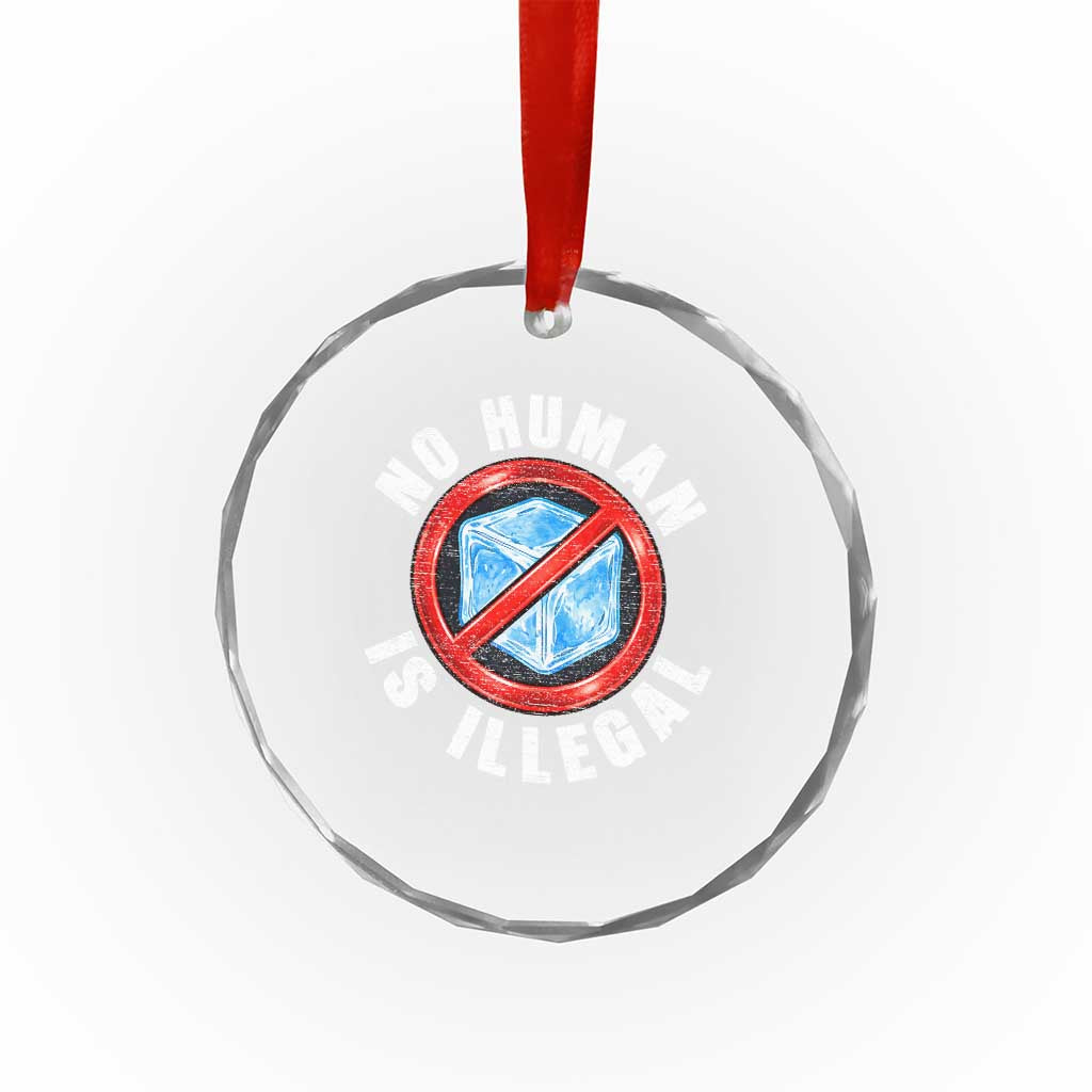 Abolish Ice No Human is Illegal Crystal Glass Ornament Retro Protest Subtle FDT