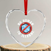 Abolish Ice No Human is Illegal Heart Crystal Glass Ornament Retro Protest Subtle FDT