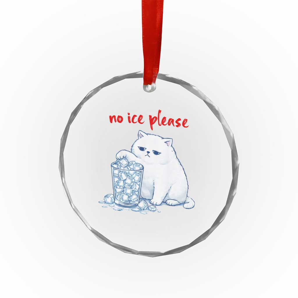 Abolish Ice Protest Crystal Glass Ornament Subtle FDT Cat Meme No Ice Please