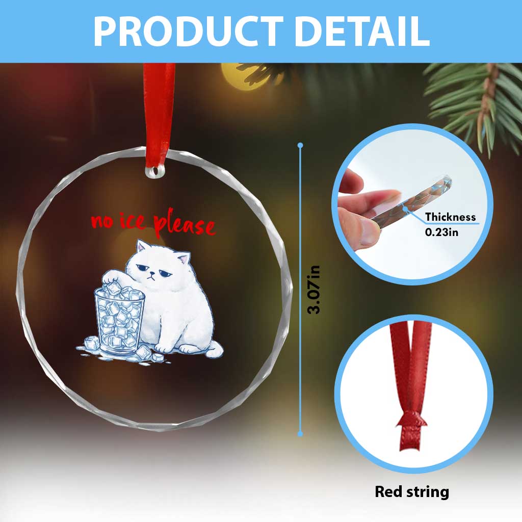 Abolish Ice Protest Crystal Glass Ornament Subtle FDT Cat Meme No Ice Please