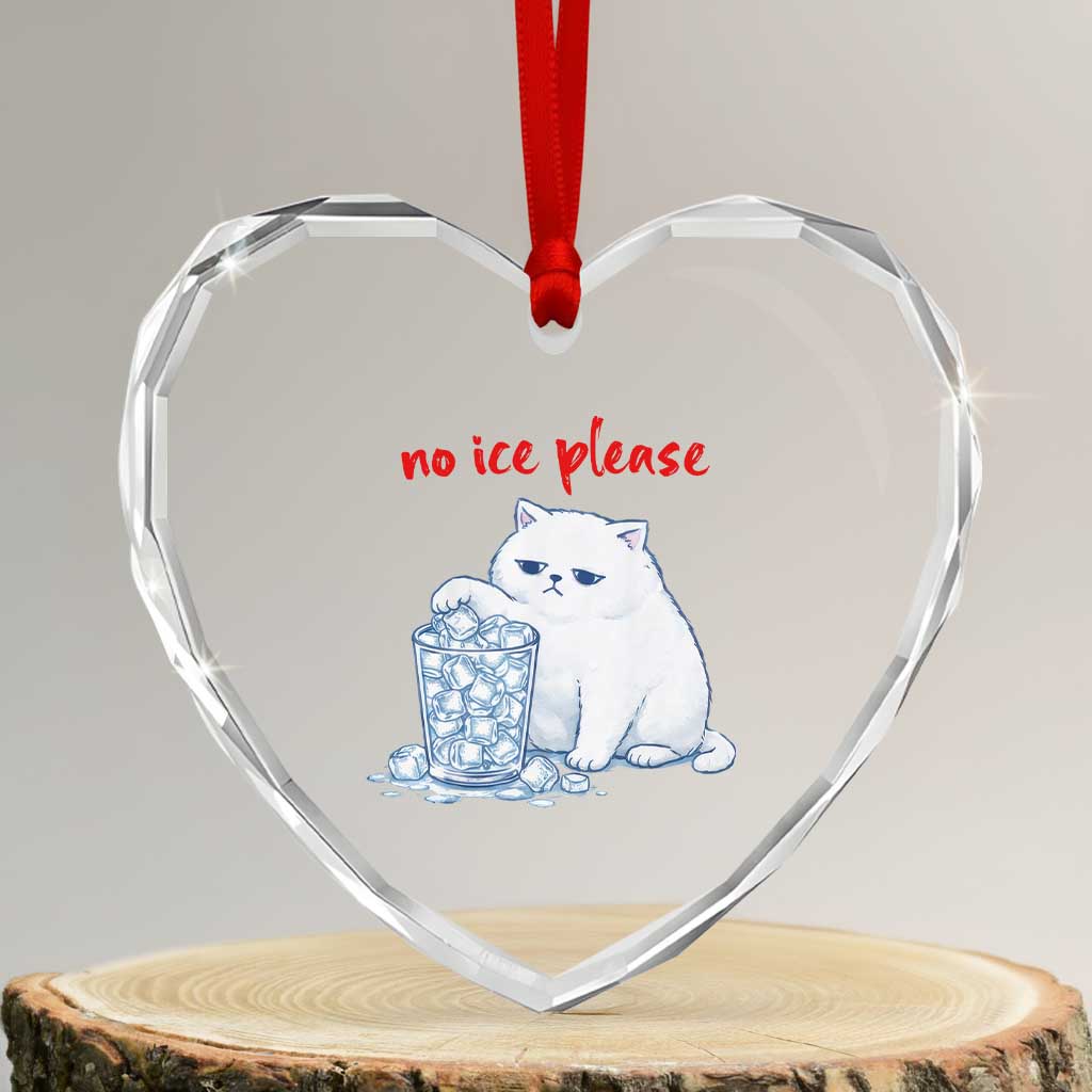 Abolish Ice Protest Heart Crystal Glass Ornament Subtle FDT Cat Meme No Ice Please