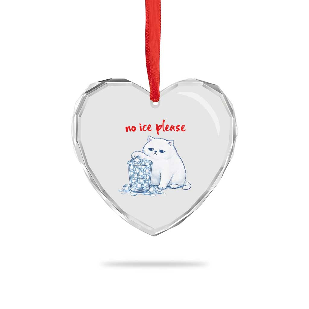 Abolish Ice Protest Heart Crystal Glass Ornament Subtle FDT Cat Meme No Ice Please