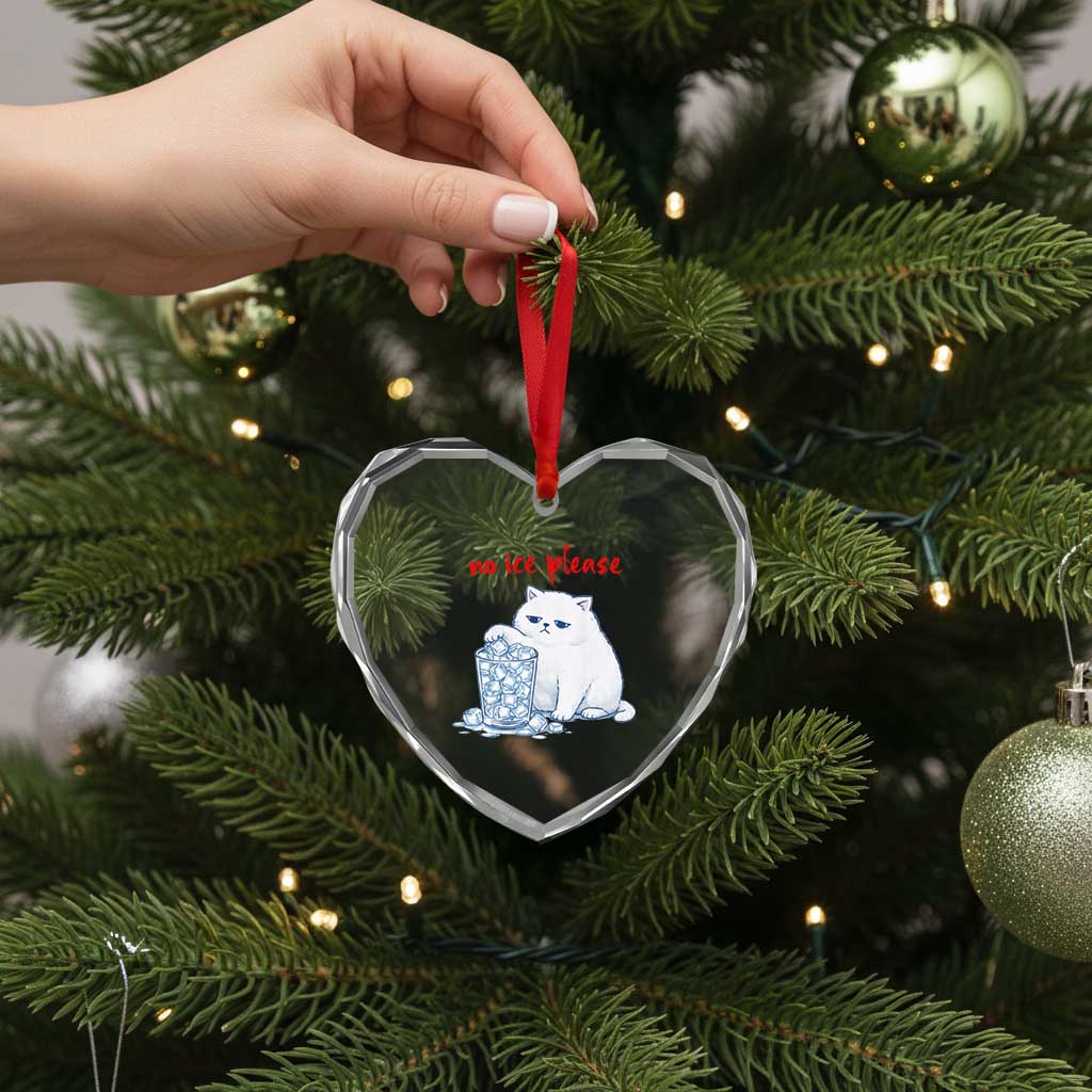 Abolish Ice Protest Heart Crystal Glass Ornament Subtle FDT Cat Meme No Ice Please