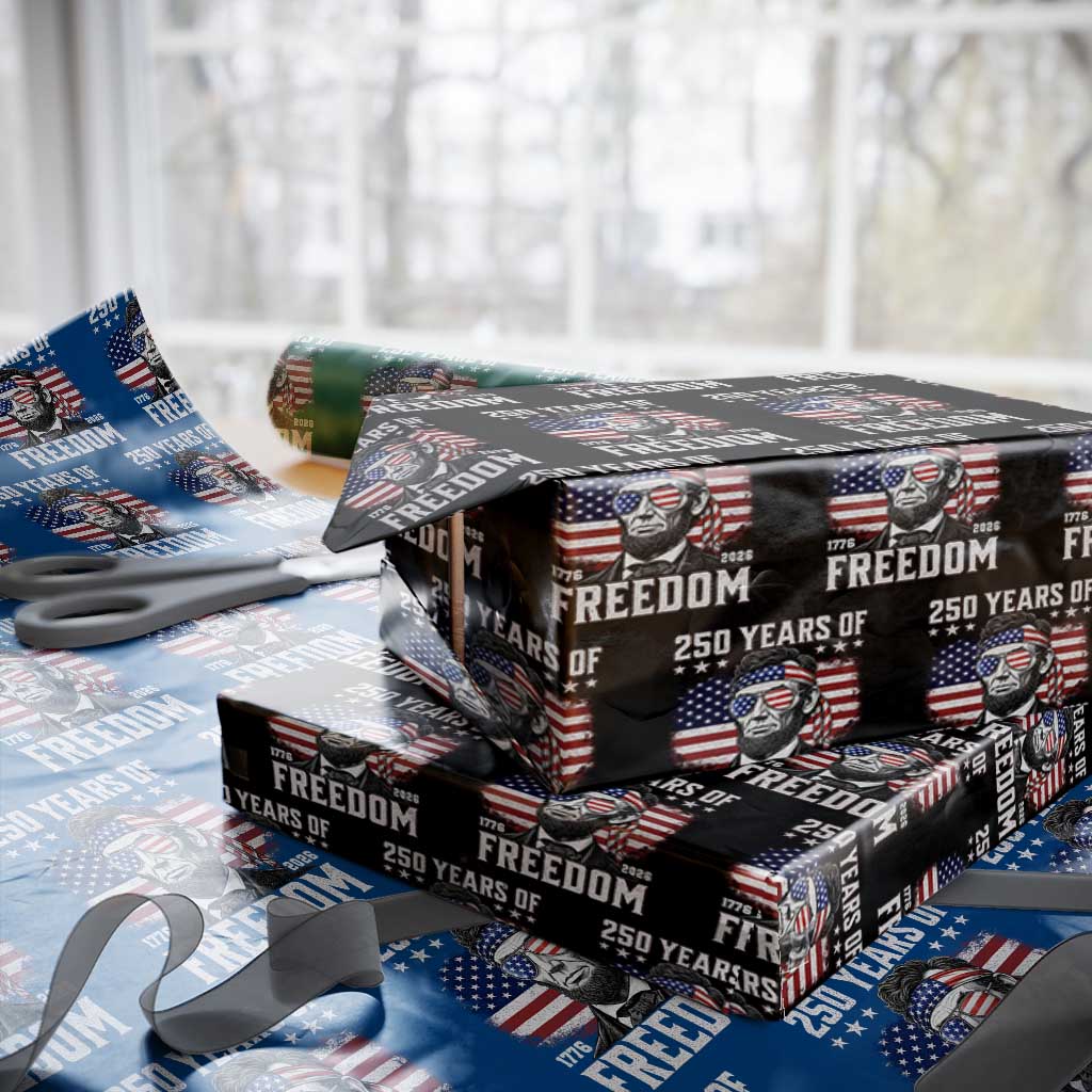 Abraham Lincoln 250 Years Of Freedom Wrapping Paper Roll 1776 2026 4th of July
