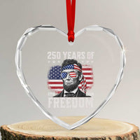 Abraham Lincoln 250 Years Of Freedom Heart Crystal Glass Ornament 1776 2026 4th of July