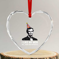 Abraham Lincoln American History Presidents Day Heart Crystal Glass Ornament I Like My Men Tall Dark and Historical
